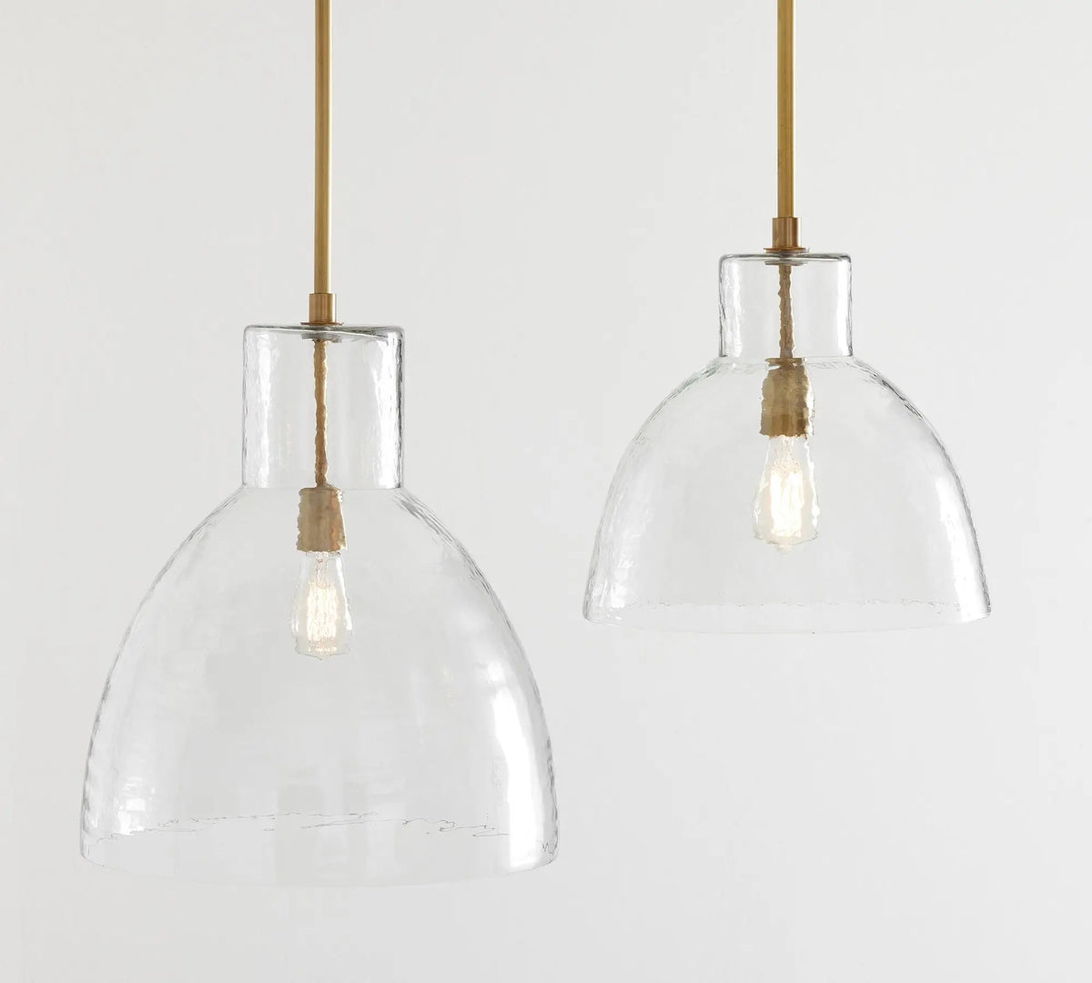 Keen Pendant Light - two hammered glass shades, brass internal fitting