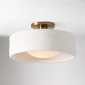 white ceiling light, brass mount, warm illumination