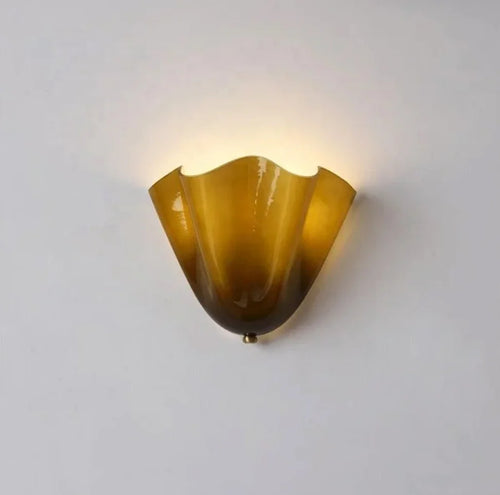 amber wavy glass sconce