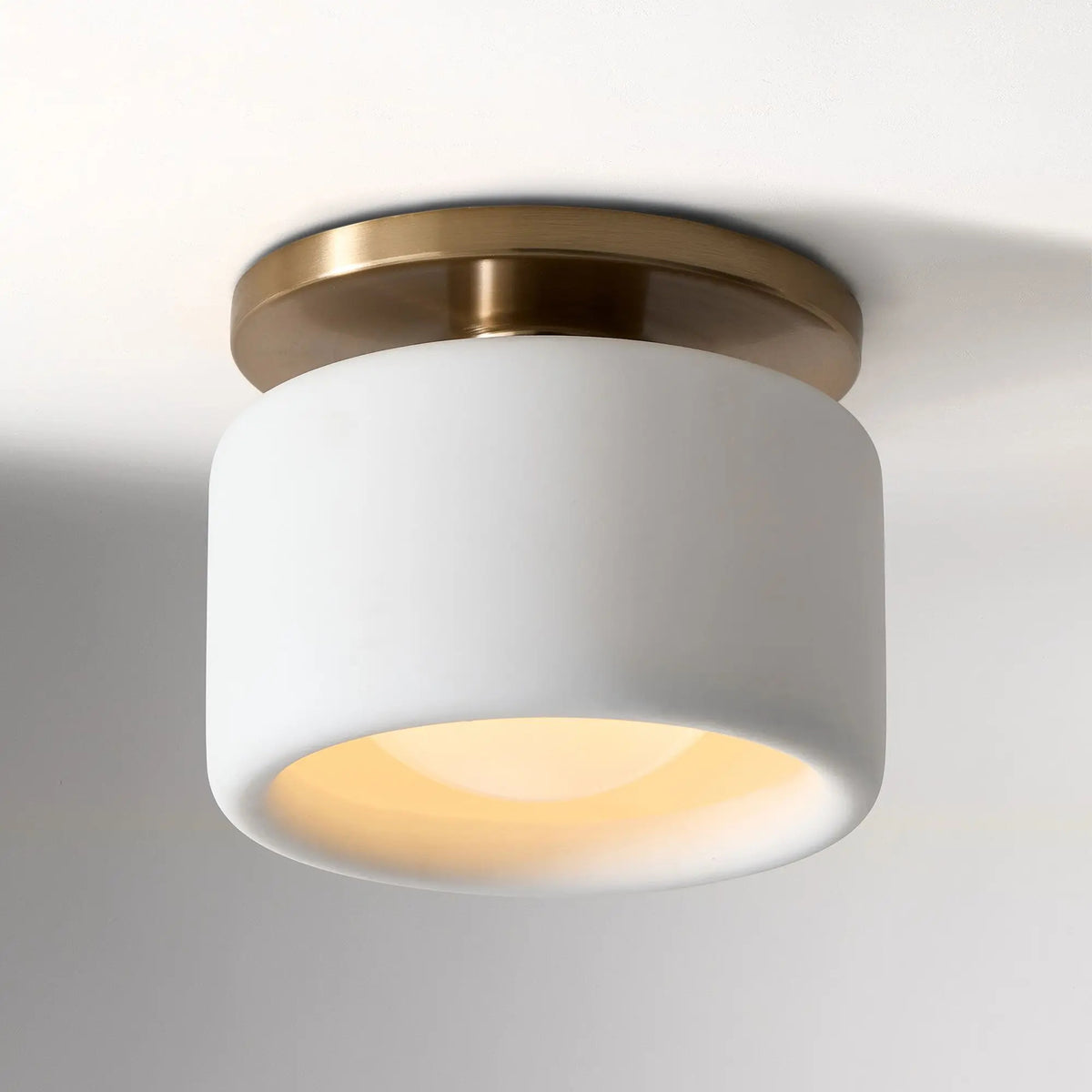 small white light, brass base, light on