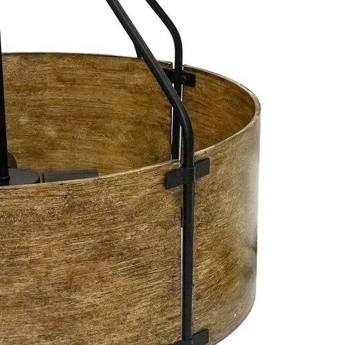 close up, drum shade texture, black metal straps