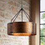 Possini — Industrial Drum Shade Pendant, Aged Bronze