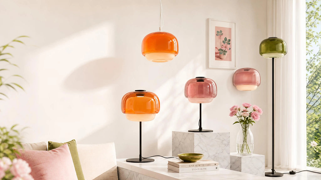 Sanae — Nordic Double-Dome Colored Glass Pendant Light