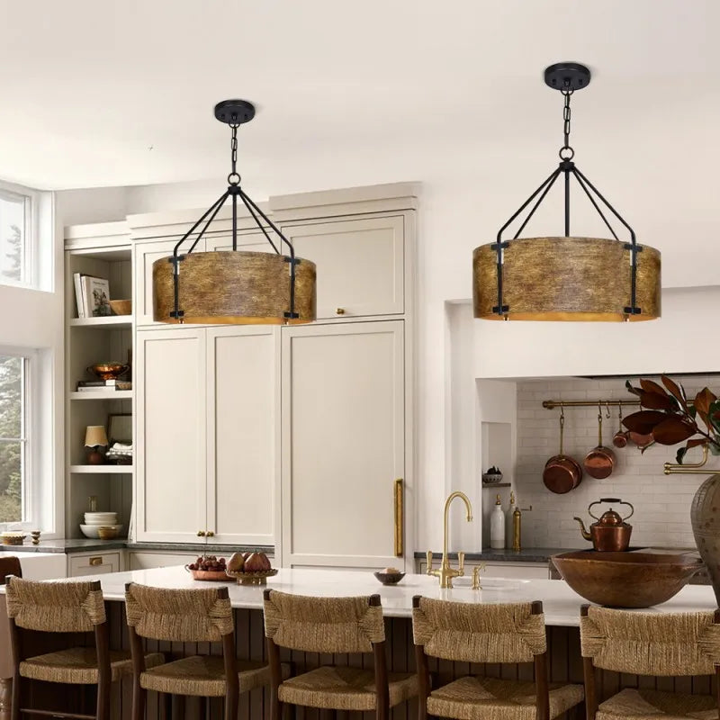 Possini — Industrial Drum Shade Pendant, Aged Bronze
