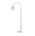 Nordic Post — Arc Floor Lamp, Marble & Brass with Amber Glass