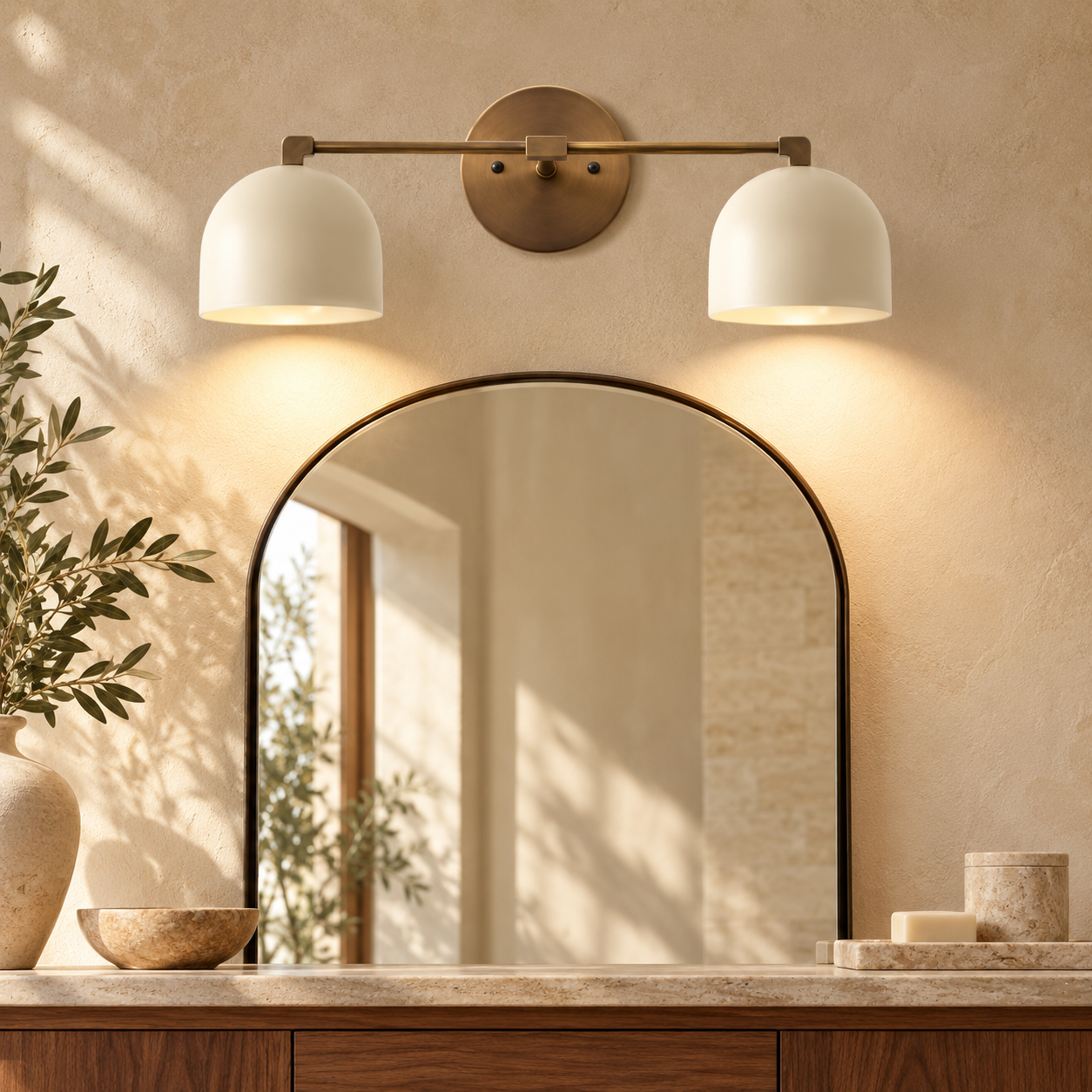 Astair - Nordic metal 2-light vanity wall sconce with Brass Finish — Casonda styled main image
