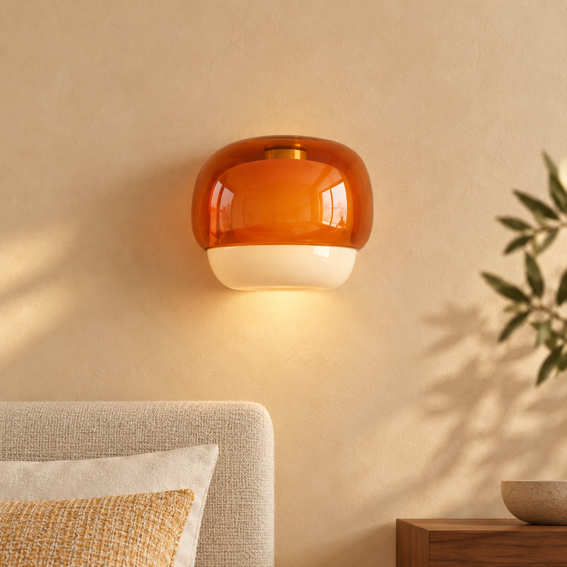 Sanae Applique - Colored Macaron Glass Wall Sconce with Luxe Amber Glow — Casonda styled main image