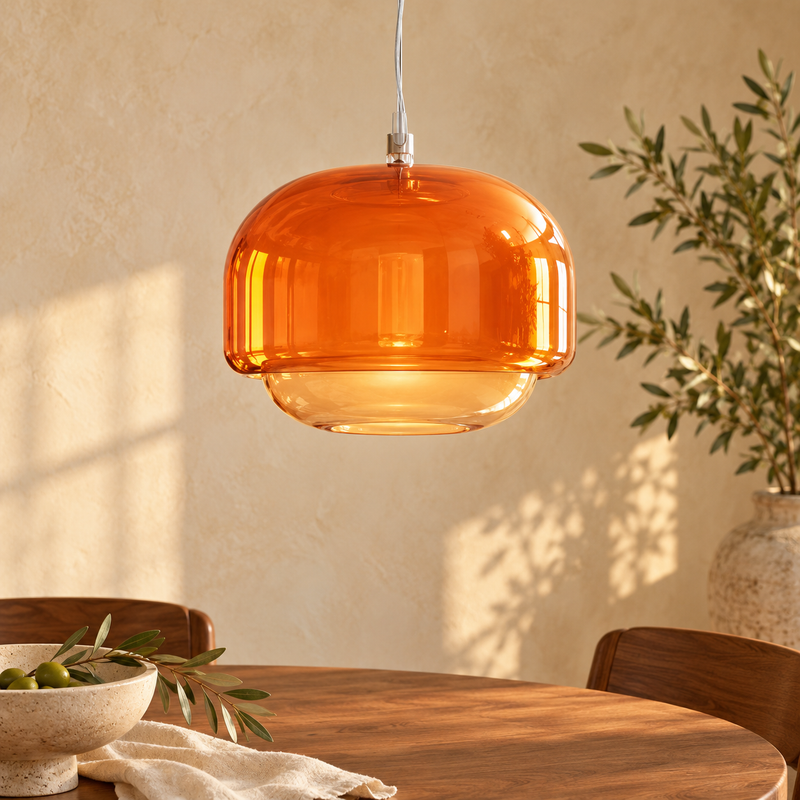 Sanae - colored glass pendant light Nordic Double-Dome Design — Casonda styled main image