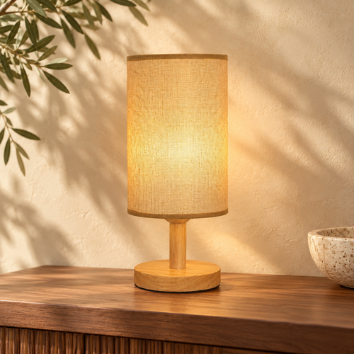 Wood Table — Handmade Solid Wood & Hemp Table Lamp — Casonda styled main image