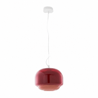 Sanae colored glass pendant light in purple, shown against a white background