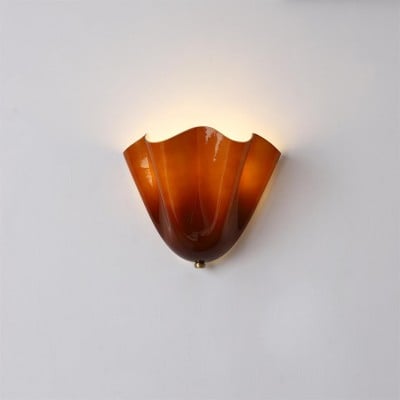 Bellina — Mid-Century Amber Fluted Glass Wall Sconce