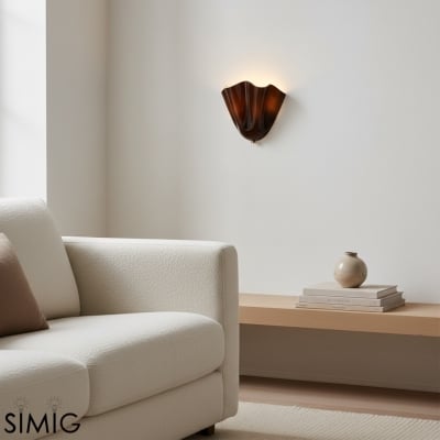 Bellina — Mid-Century Amber Fluted Glass Wall Sconce